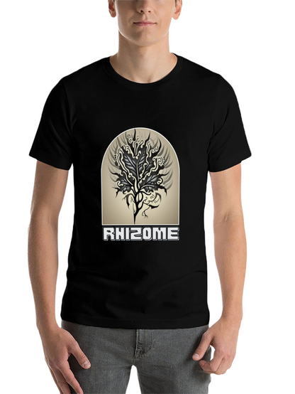 Rhizome Graphic Tee - Black Cotton Casual T-Shirt