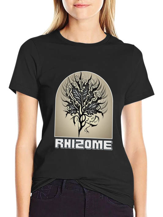 Rhizome Graphic Tee - Black Cotton Casual T-Shirt
