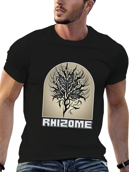 Rhizome Graphic Tee - Black Cotton Casual T-Shirt