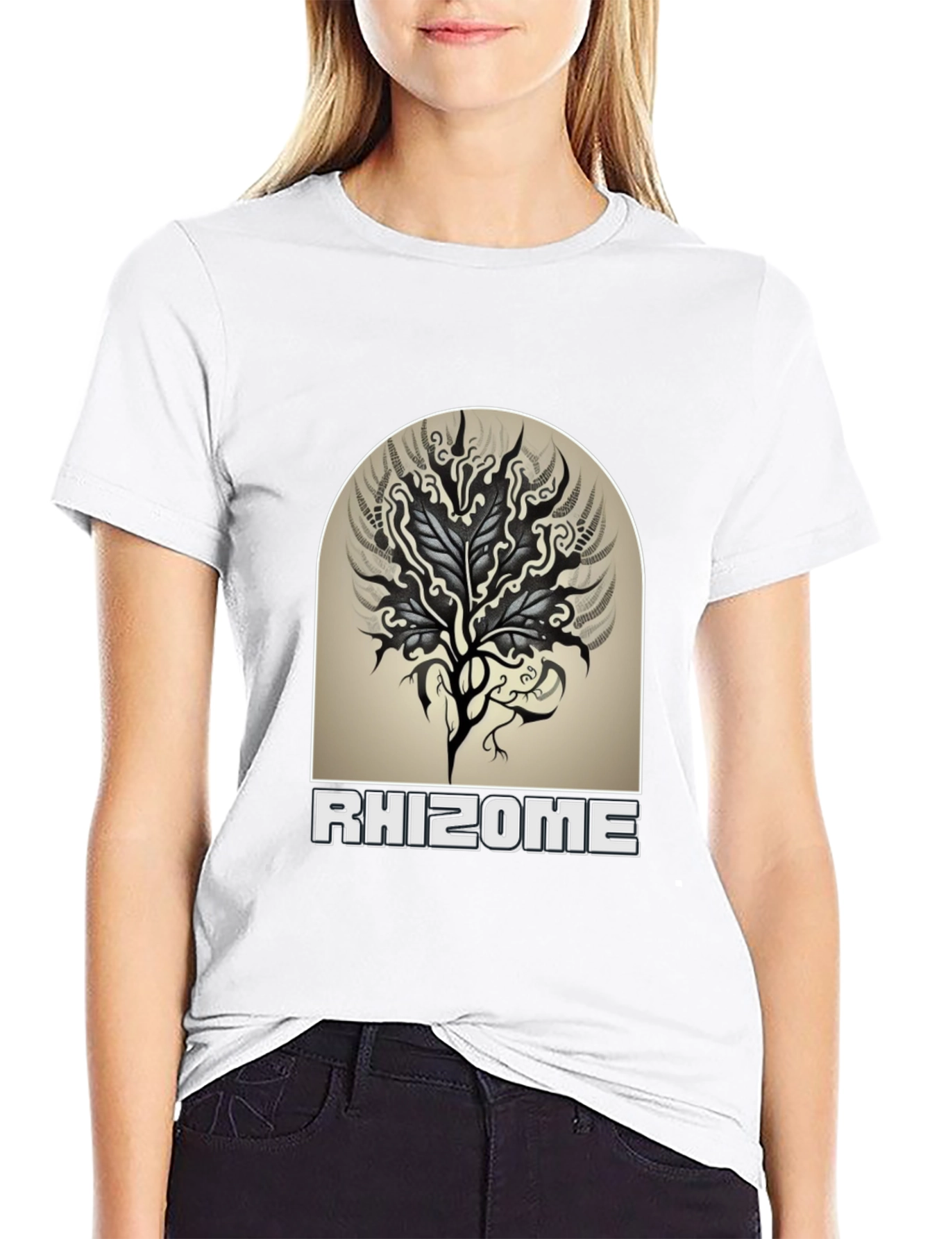 Rhizome Graphic Tee - Black Cotton Casual T-Shirt