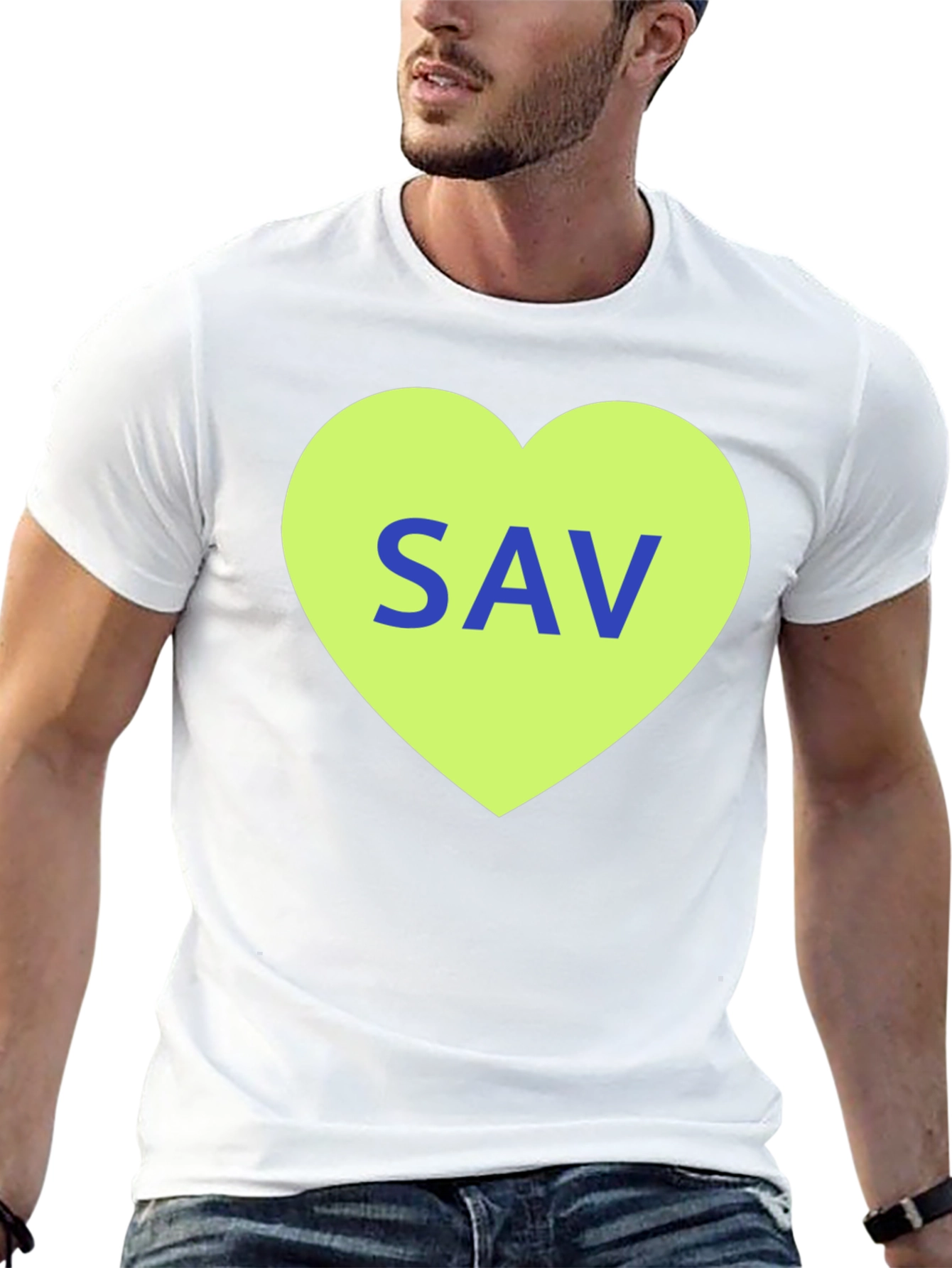 SAV Heart Graphic T-Shirt - Stylish Cotton Tee