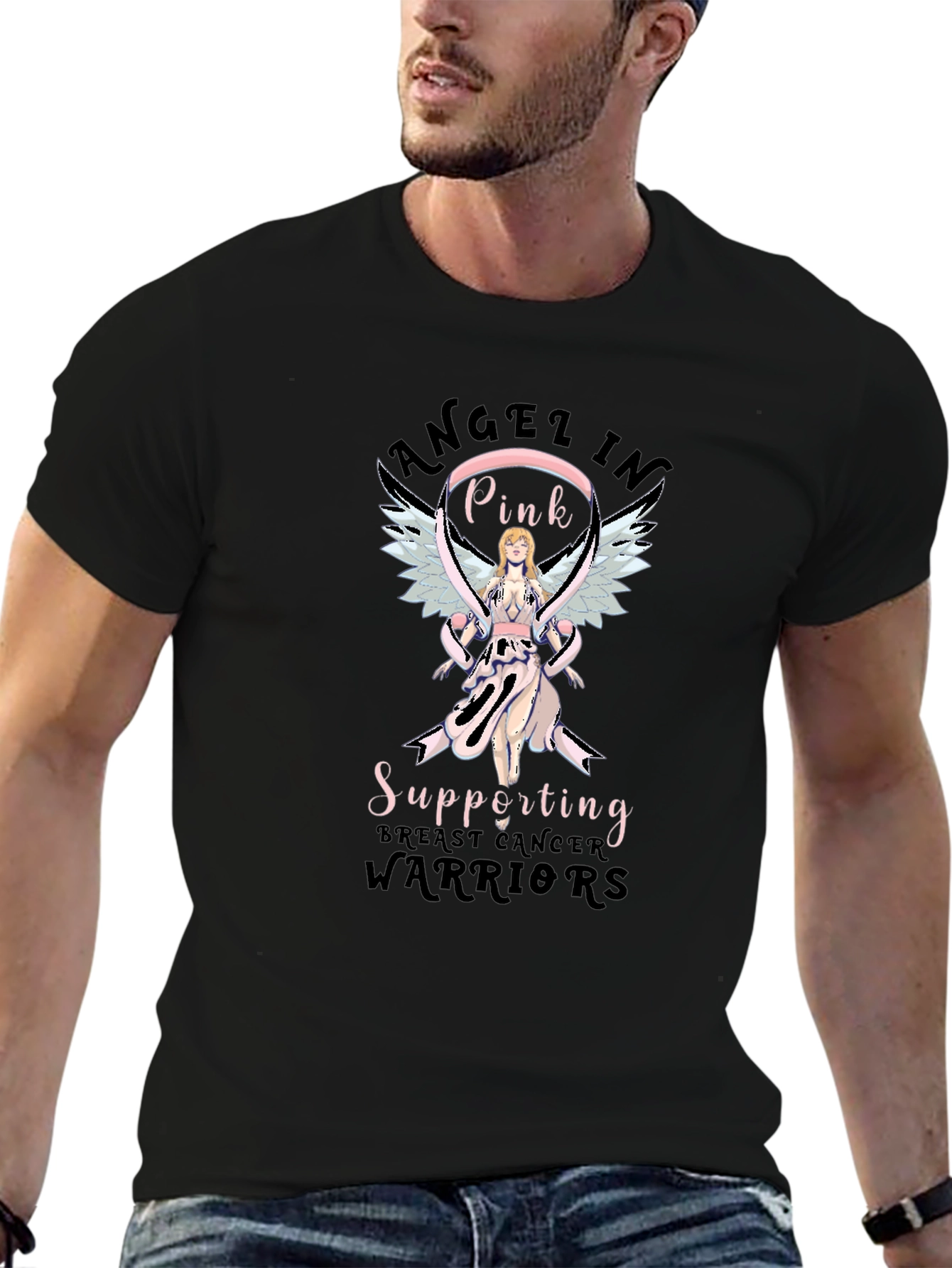 Breast Cancer Awareness Angel In Pink T-Shirt