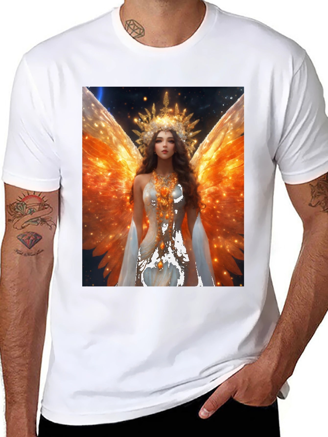 Angel Wings Graphic T-Shirt - Celestial Art Tee