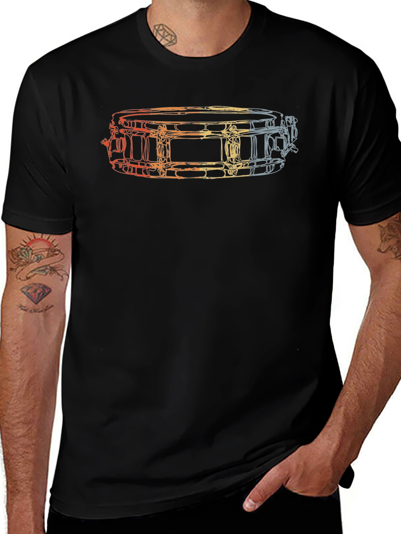 Drummer Snare Drum Graphic Tee - Black