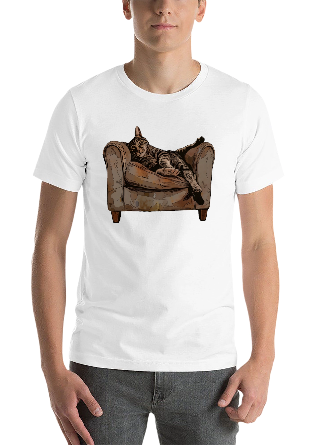 Relaxed Cat in Chair Graphic Tee