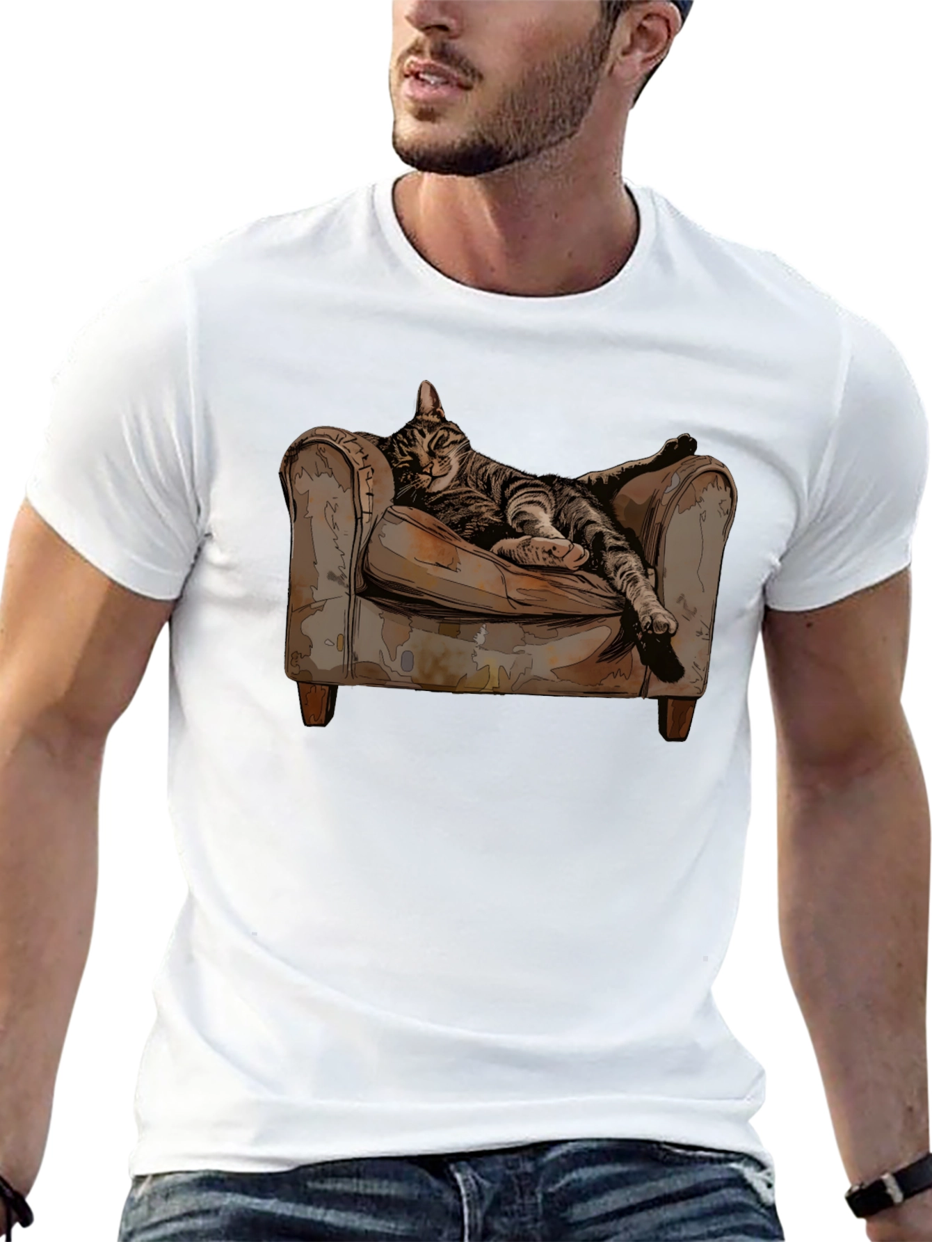 Relaxed Cat in Chair Graphic Tee