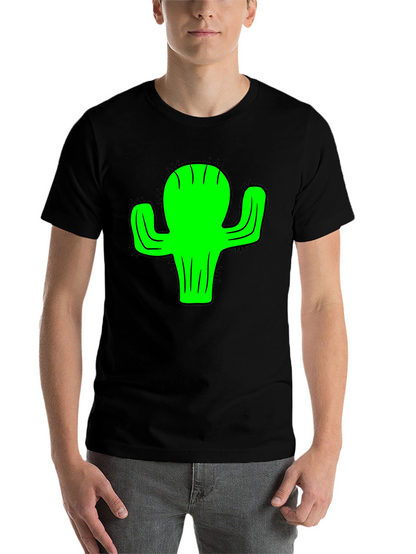 Green Cactus Graphic Black T-Shirt