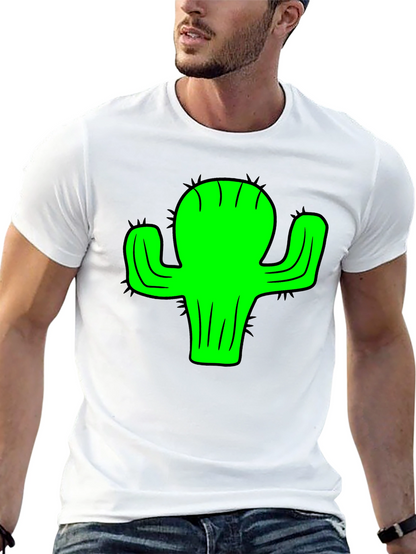 Green Cactus Graphic Black T-Shirt