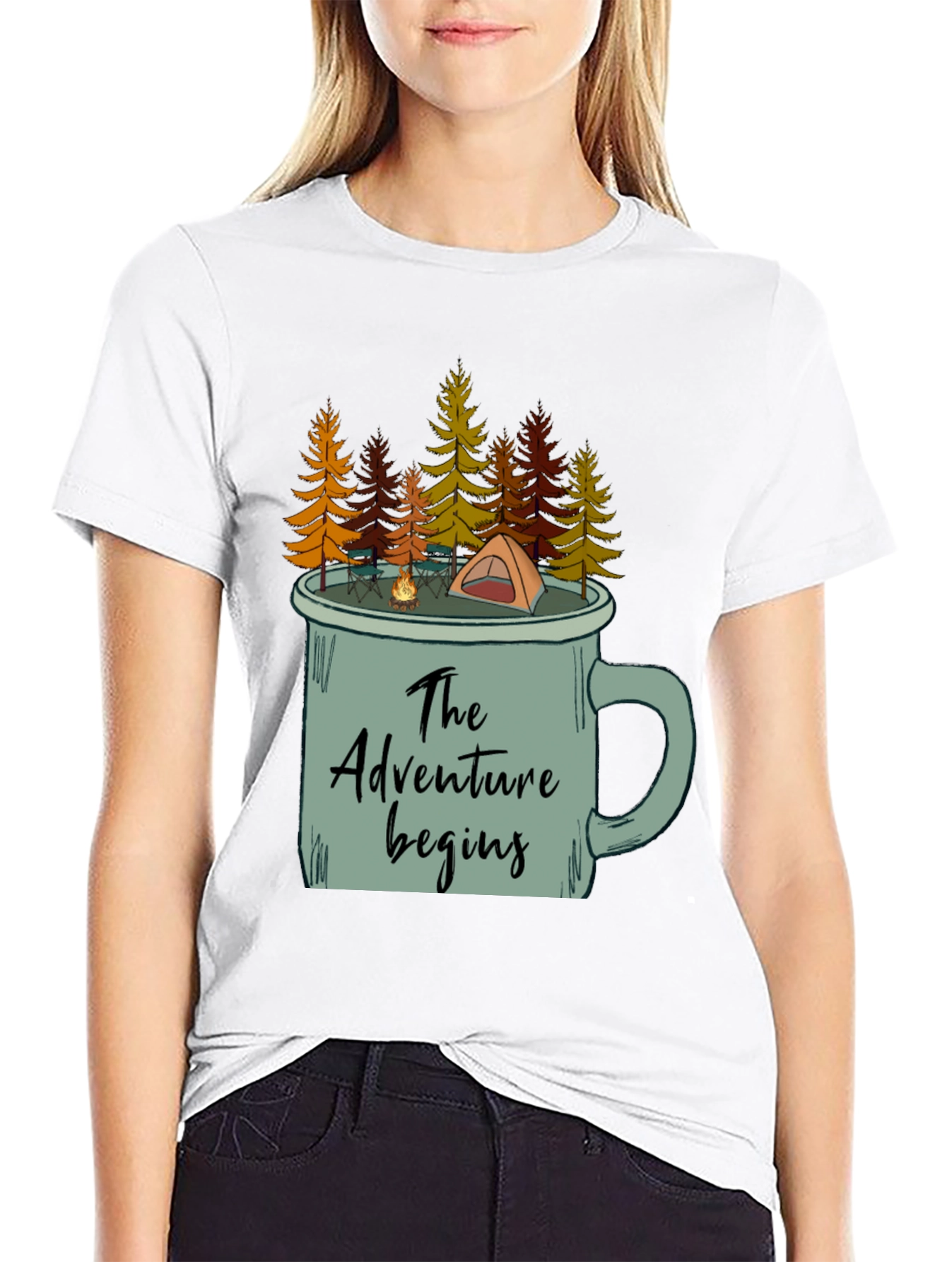 Adventure Begins Camping Mug T-Shirt