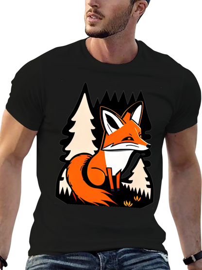 Fox in Forest Graphic Print T-Shirt
