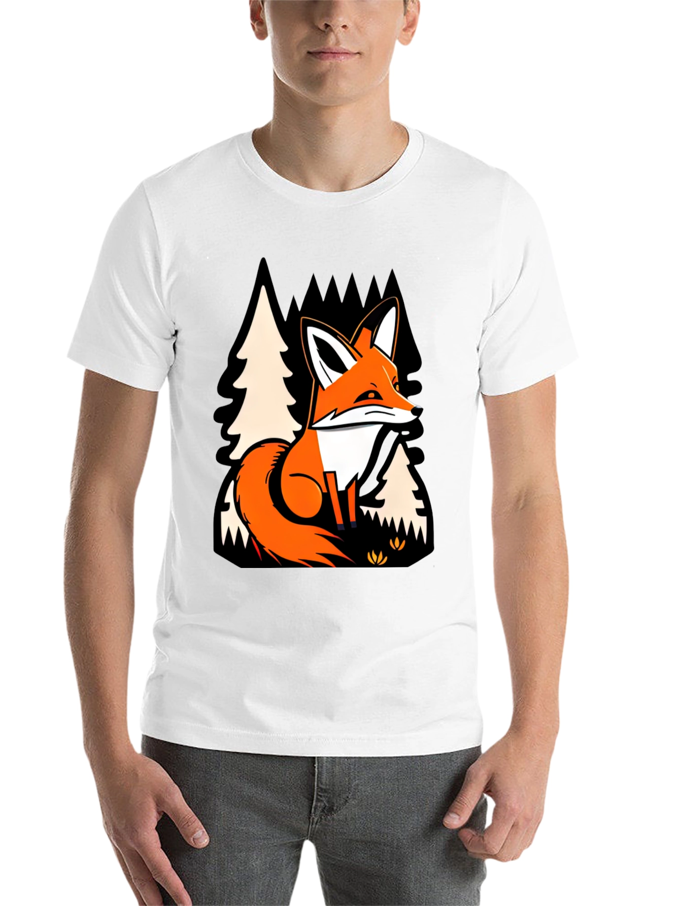 Fox in Forest Graphic Print T-Shirt