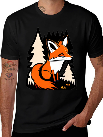 Fox in Forest Graphic Print T-Shirt