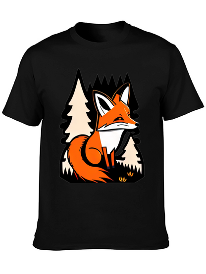 Fox in Forest Graphic Print T-Shirt
