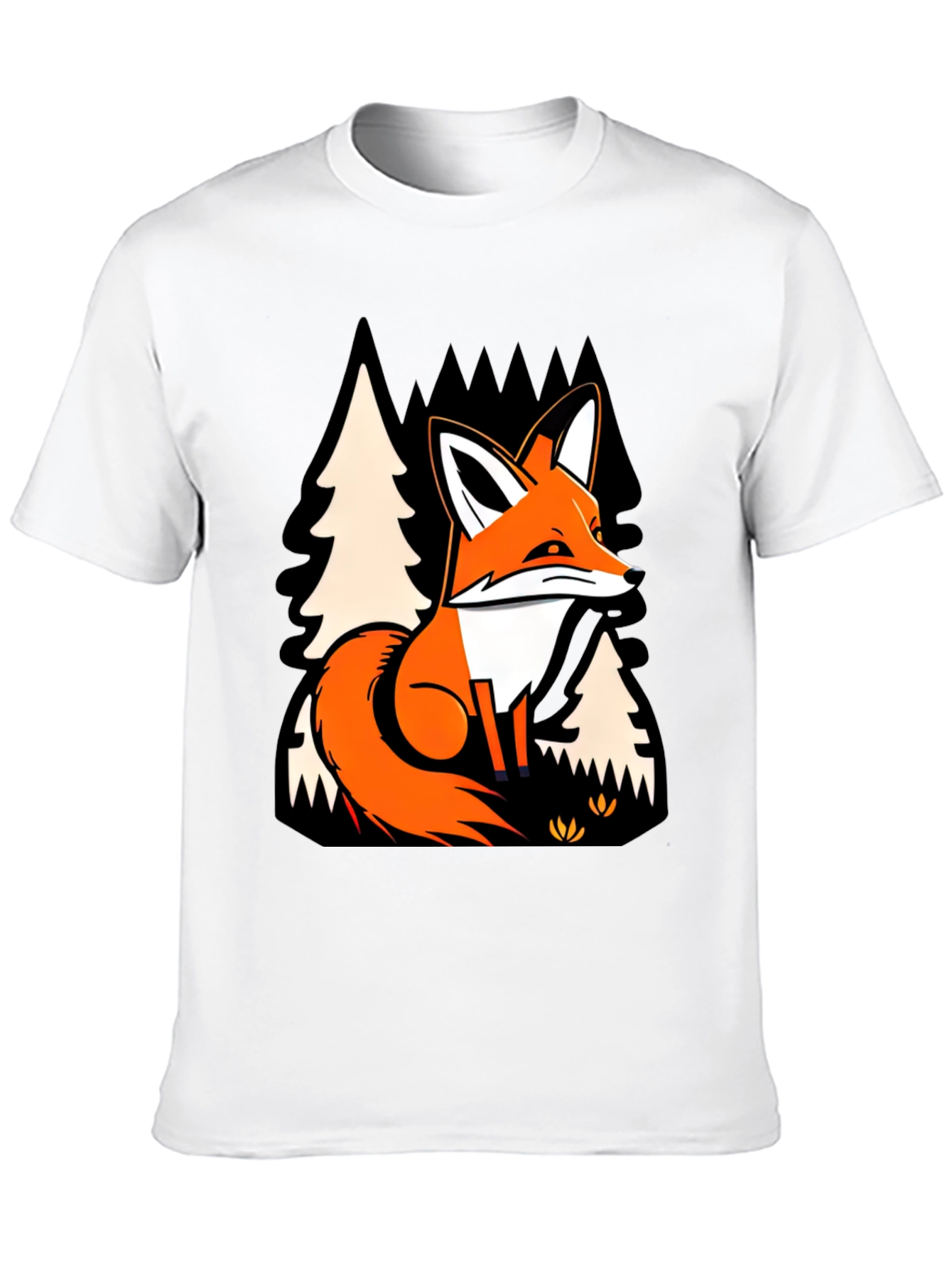 Fox in Forest Graphic Print T-Shirt