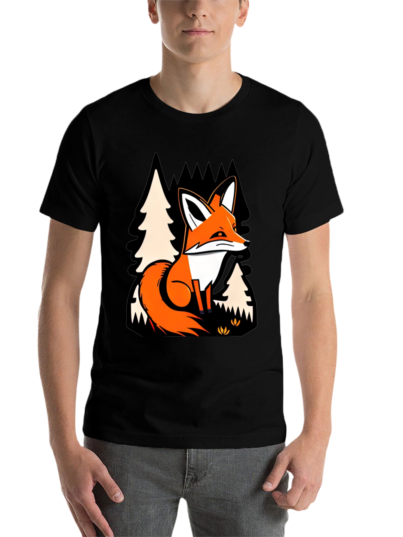 Fox in Forest Graphic Print T-Shirt