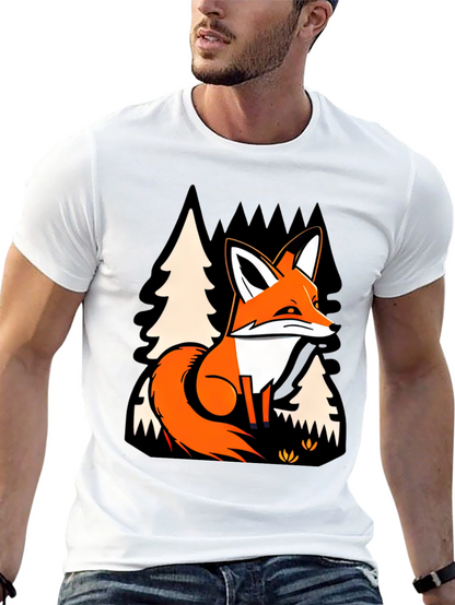 Fox in Forest Graphic Print T-Shirt