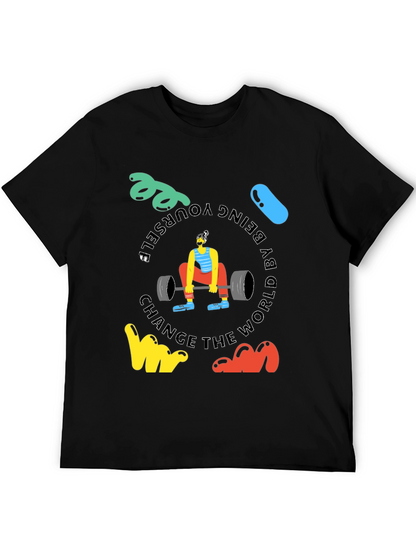 Motivational Black T-Shirt: Deadlift & Be Yourself