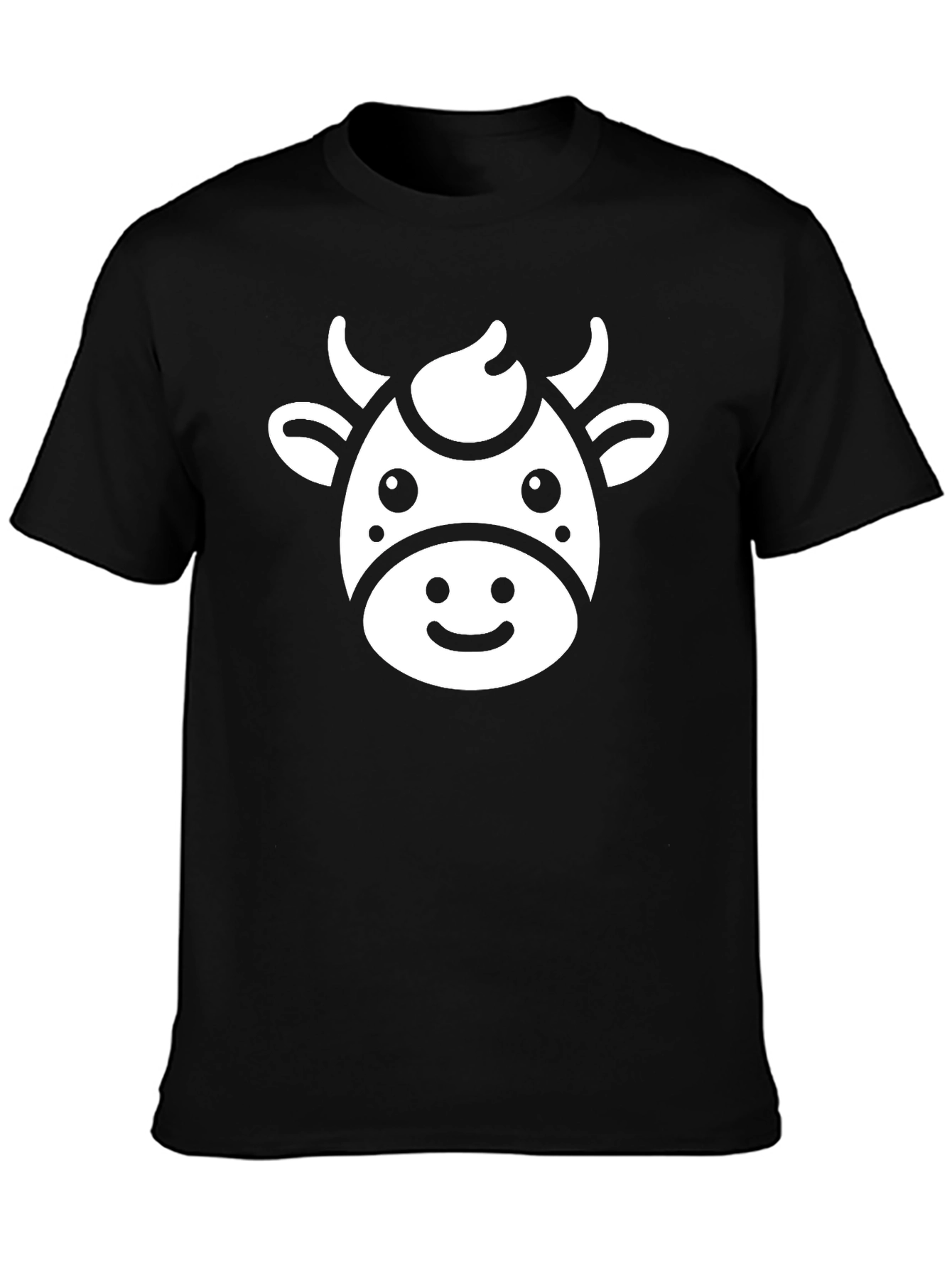 Cute Cow Graphic Tee - Black Cotton T-Shirt