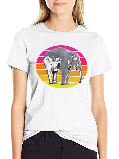 Retro Elephant Sunset Graphic T-Shirt