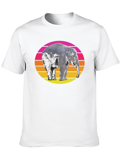 Retro Elephant Sunset Graphic T-Shirt