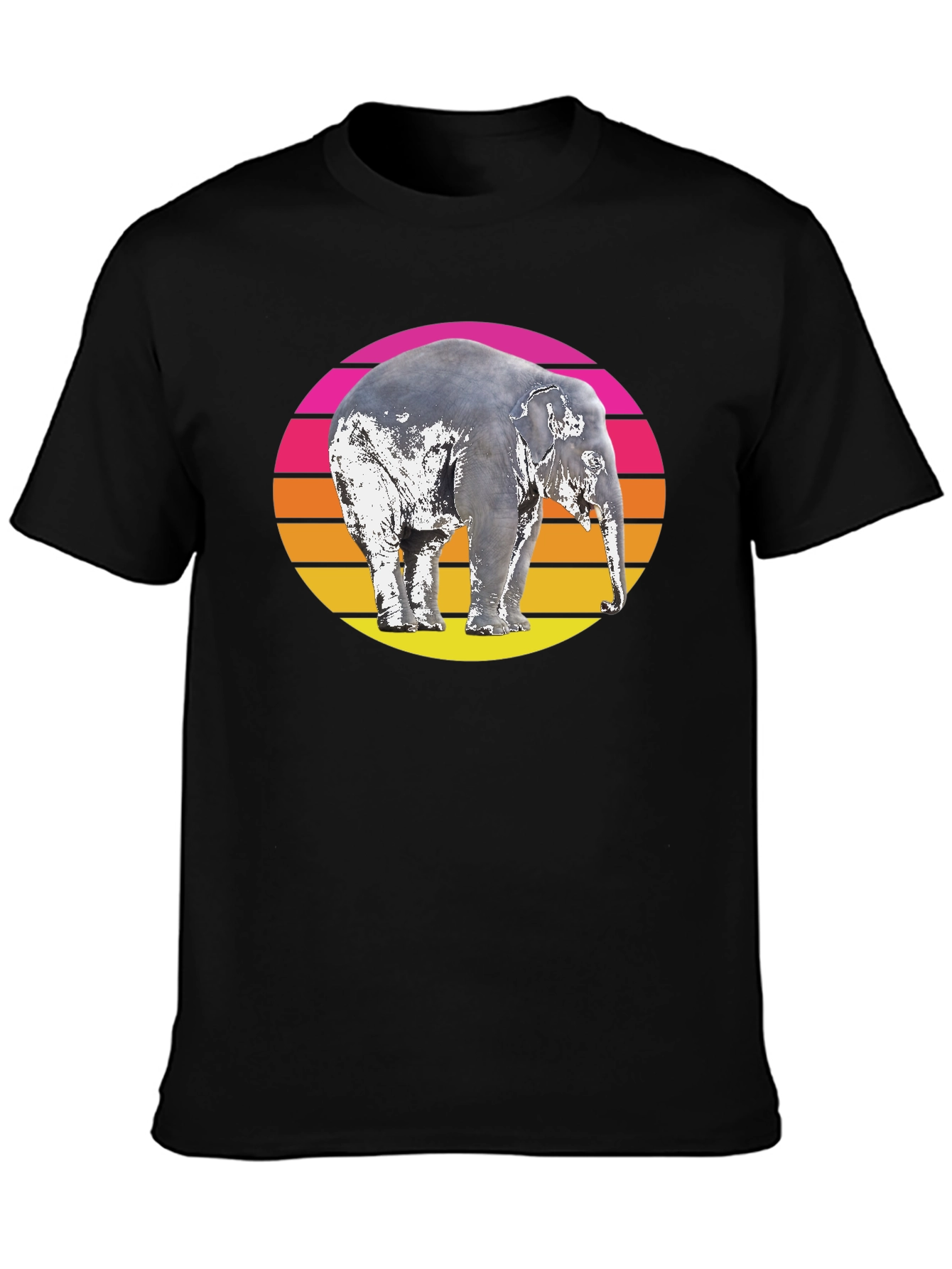 Retro Elephant Sunset Graphic T-Shirt
