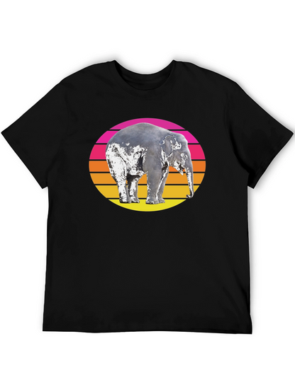 Retro Elephant Sunset Graphic T-Shirt