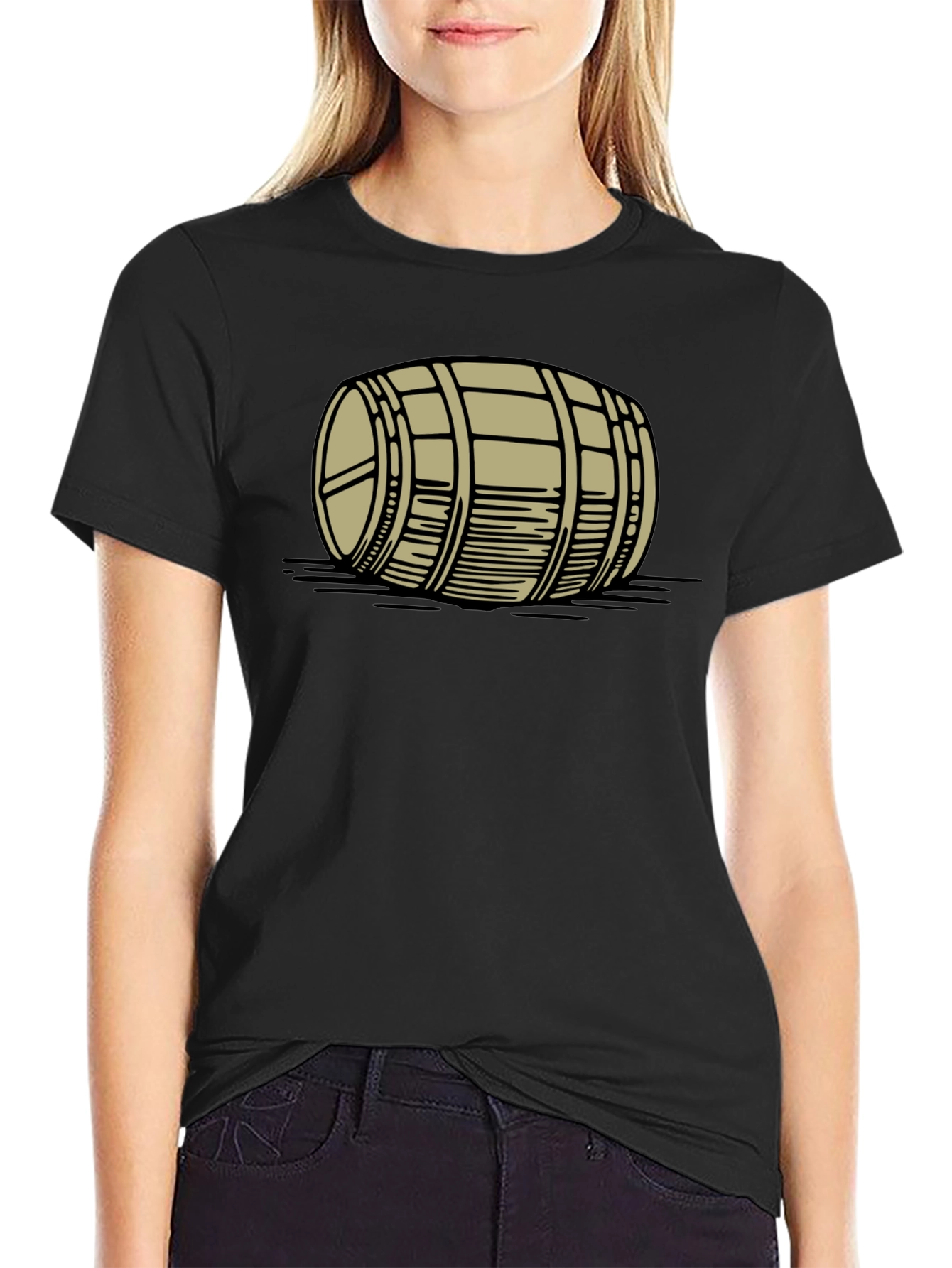 Barrel Graphic Tee - Black Cotton Casual Shirt