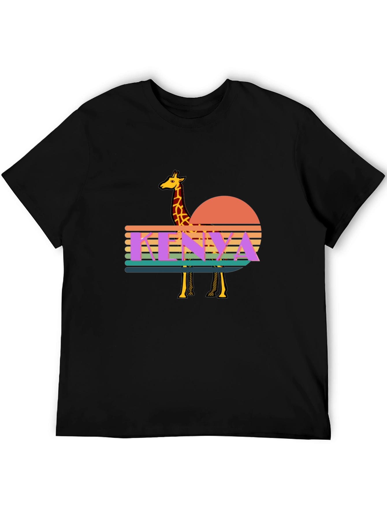 Kenya Giraffe Sunset T-Shirt - Retro Graphic Tee