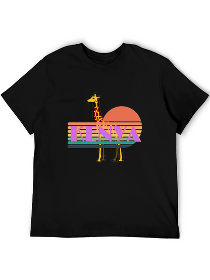 Kenya Giraffe Sunset T-Shirt - Retro Graphic Tee