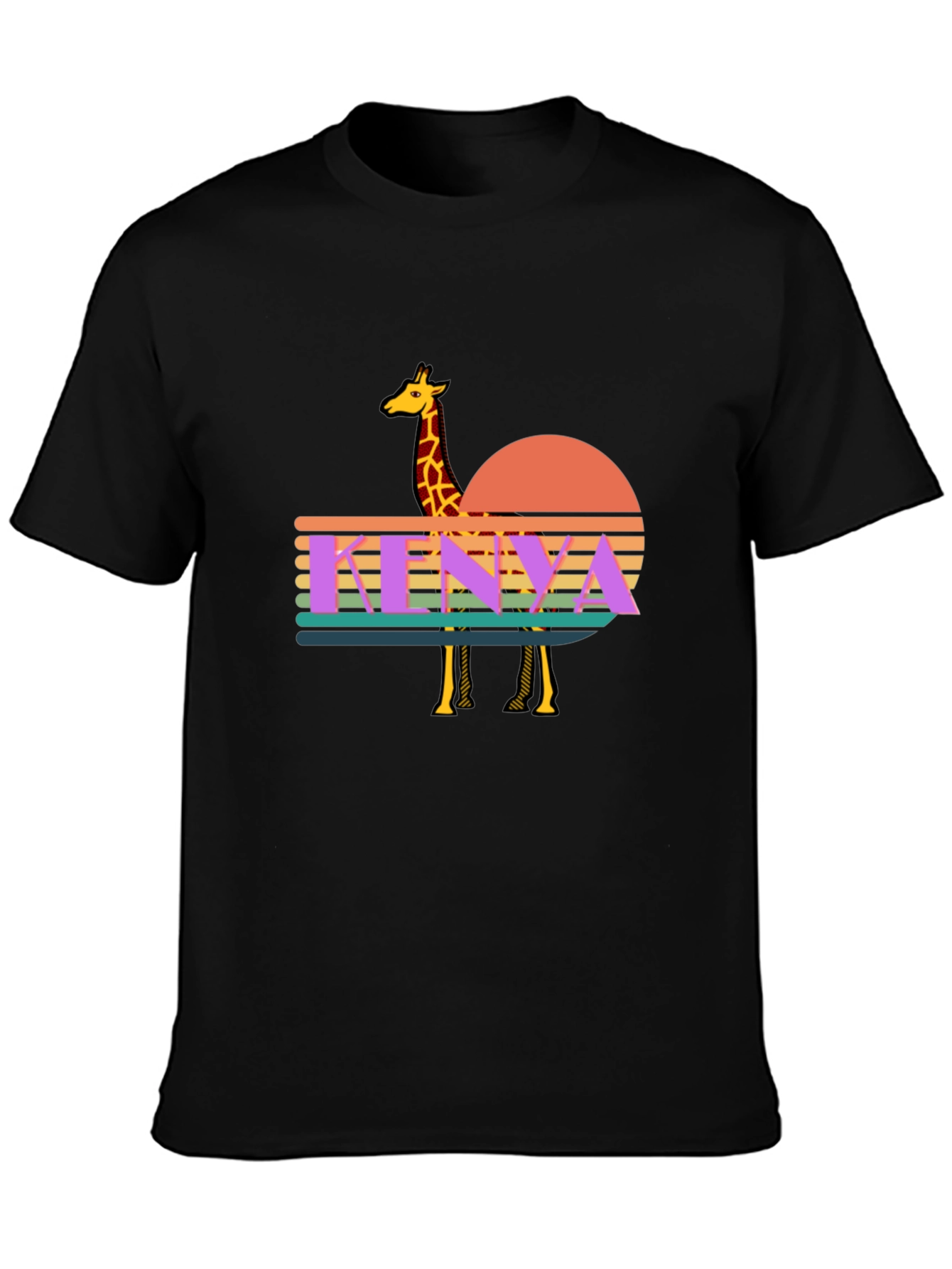 Kenya Giraffe Sunset T-Shirt - Retro Graphic Tee