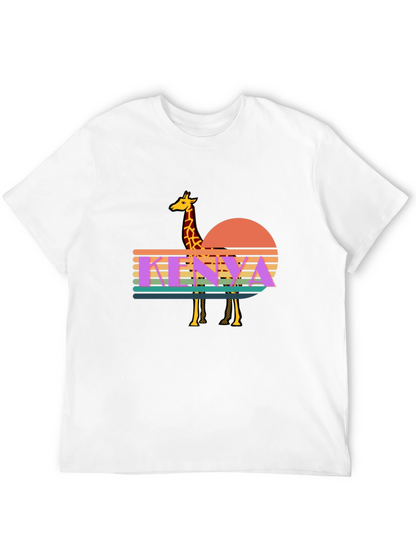 Kenya Giraffe Sunset T-Shirt - Retro Graphic Tee