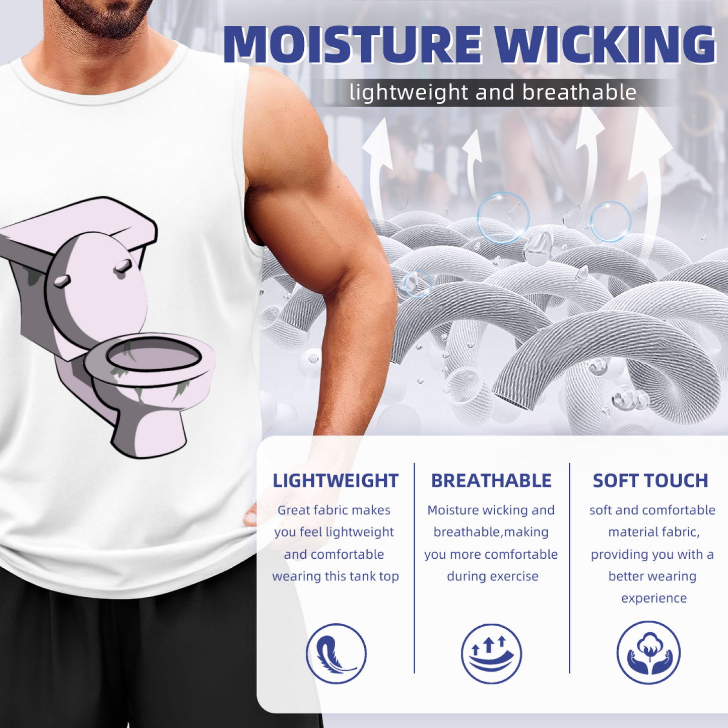 Cartoon Toilet Weird Meme Art Casual Men Sleeveless Tee