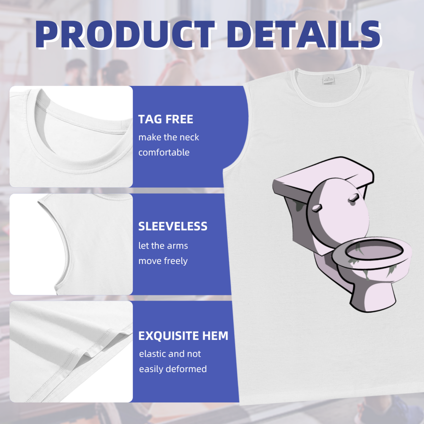 Cartoon Toilet Weird Meme Art Casual Men Sleeveless Tee