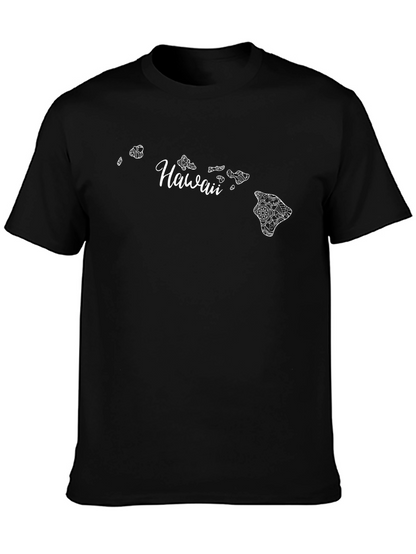 Hawaii Islands Graphic Print Black T-Shirt