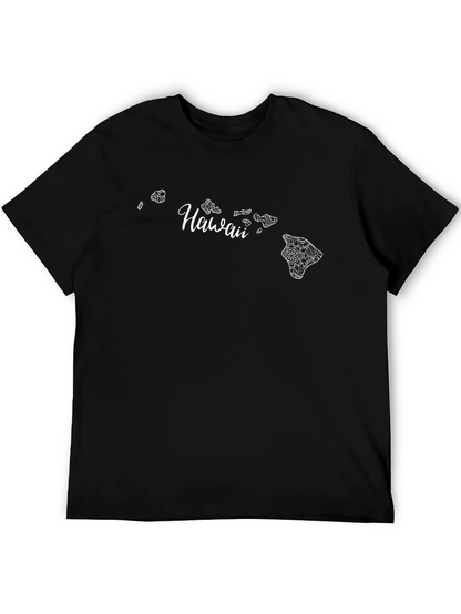Hawaii Islands Graphic Print Black T-Shirt