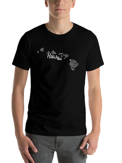 Hawaii Islands Graphic Print Black T-Shirt