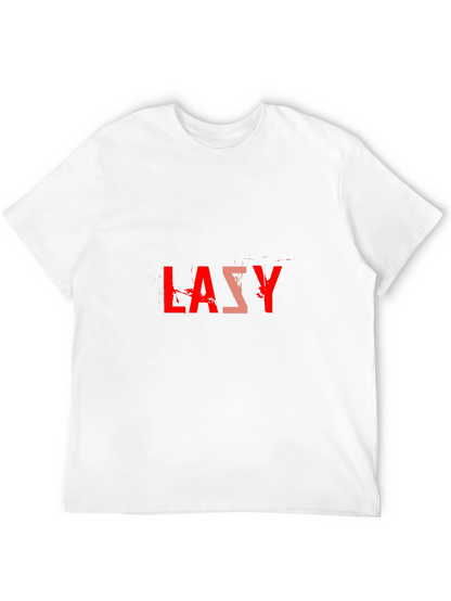 Lazy Graphic Tee - Black Cotton Blend Casual T-Shirt