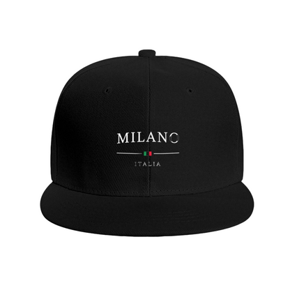 Milano Italia Retro Flag Print Flat Brim Sun Hat, European Streetwear Hip Hop Cap