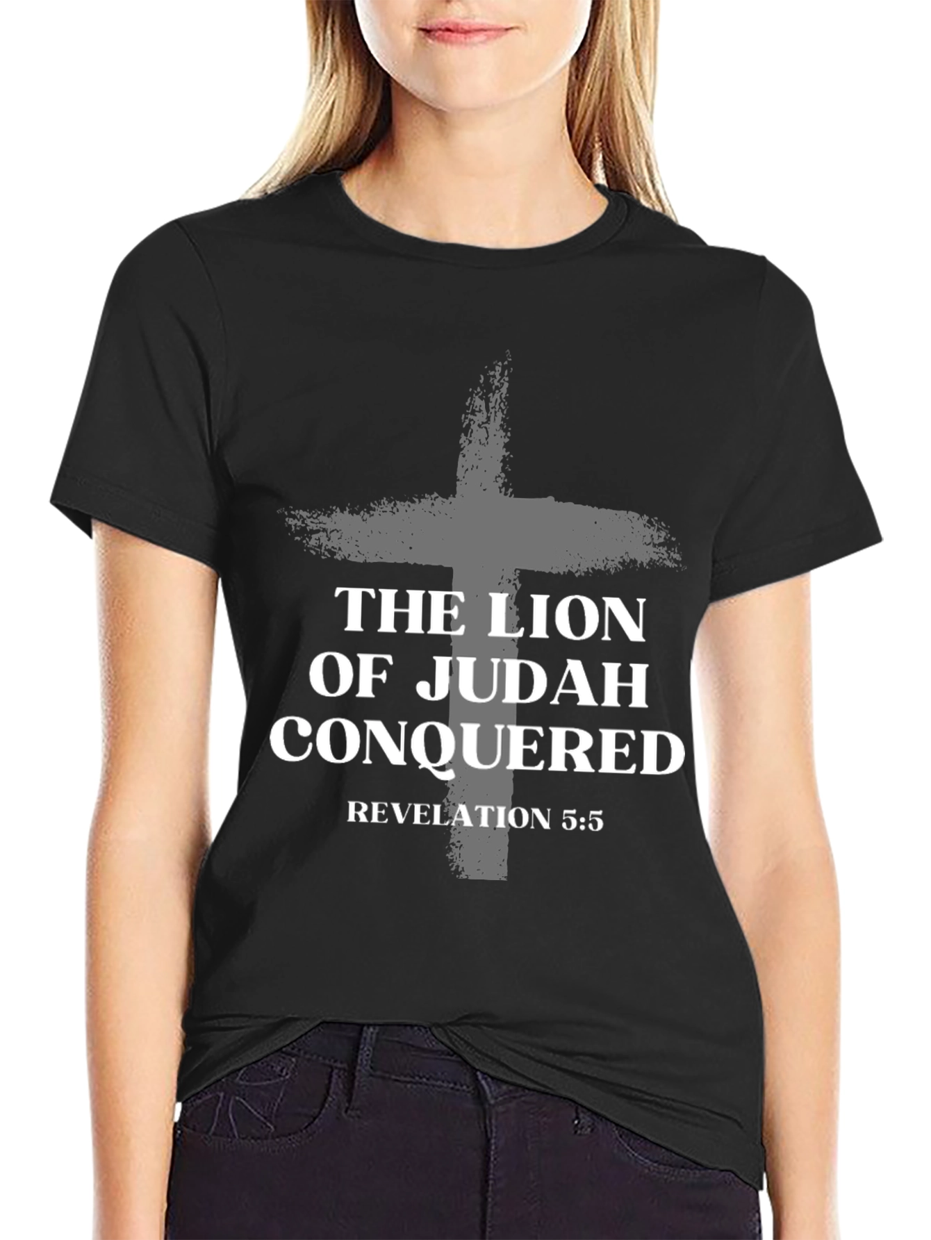 Lion of Judah Conquered Black T-Shirt Revelation 5:5