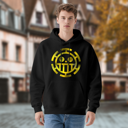 One Piece Heart Pirates Logo Cozy Hoodie, Unisex Anime Streetwear