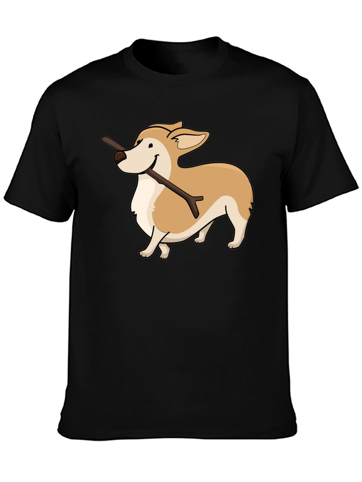 Corgi With Stick Graphic T-Shirt