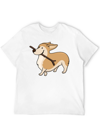 Corgi With Stick Graphic T-Shirt