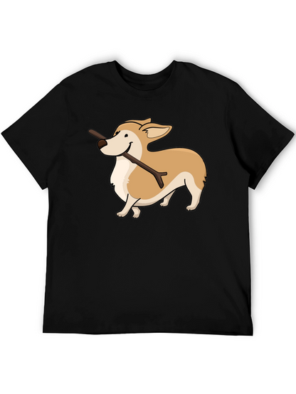 Corgi With Stick Graphic T-Shirt