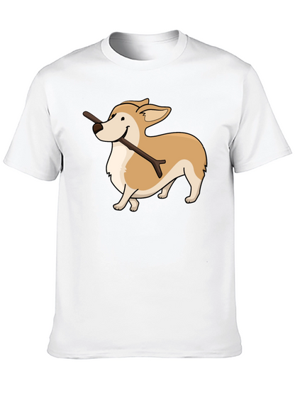 Corgi With Stick Graphic T-Shirt