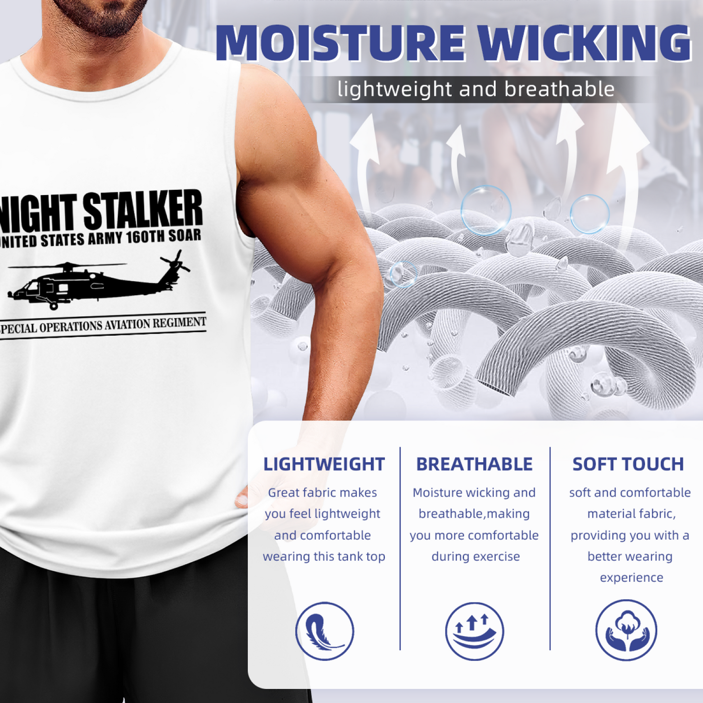 Night Stalker 160th SOAR Army Helicopter Military Tank Top