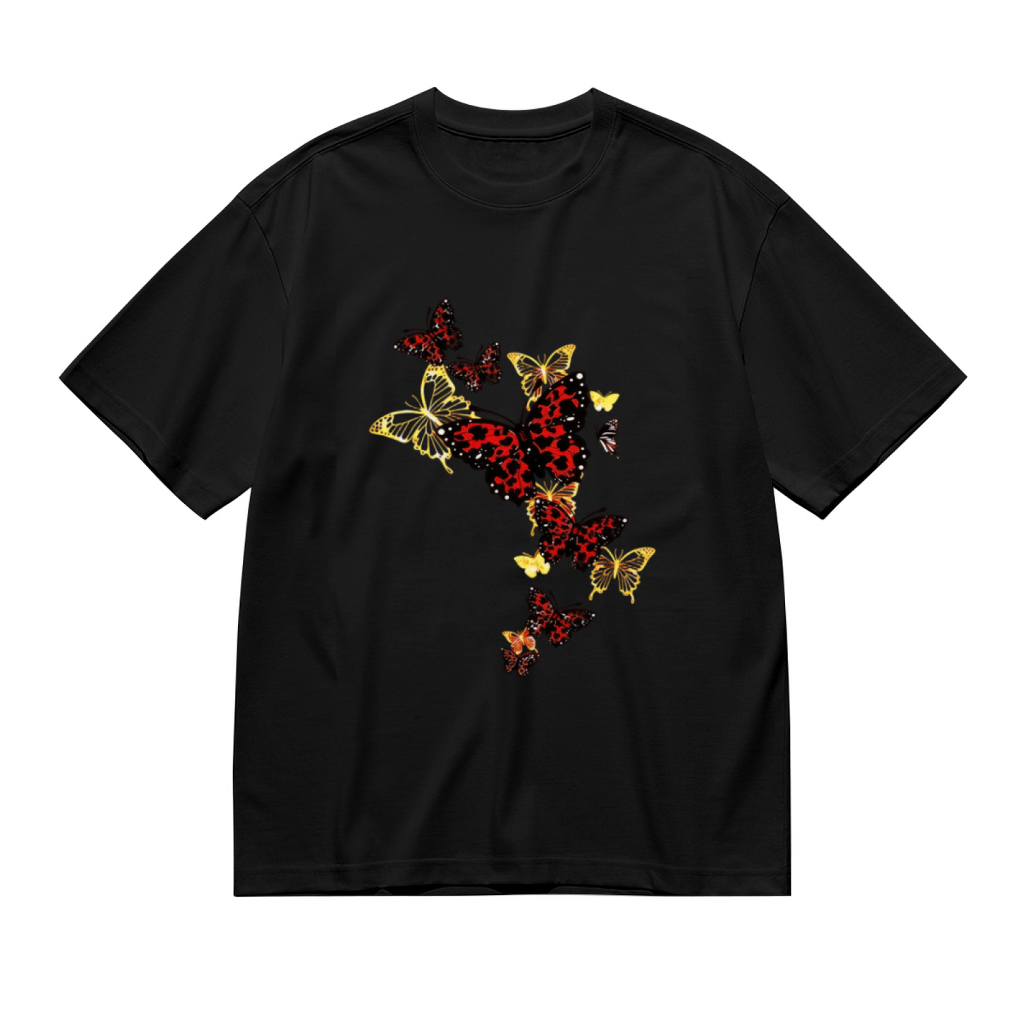 Bold Red Leopard Butterfly Eye-catching Streetwear Plus Size Women Printed T-Shirt