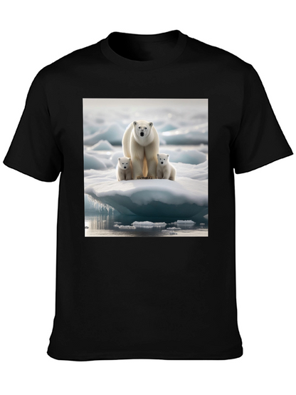 Polar Bear Family Black T-Shirt