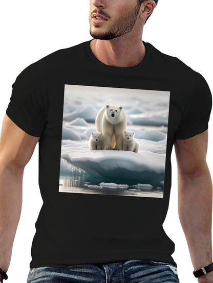 Polar Bear Family Black T-Shirt
