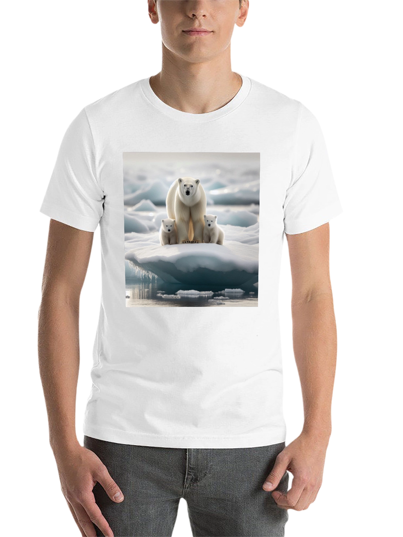 Polar Bear Family Black T-Shirt