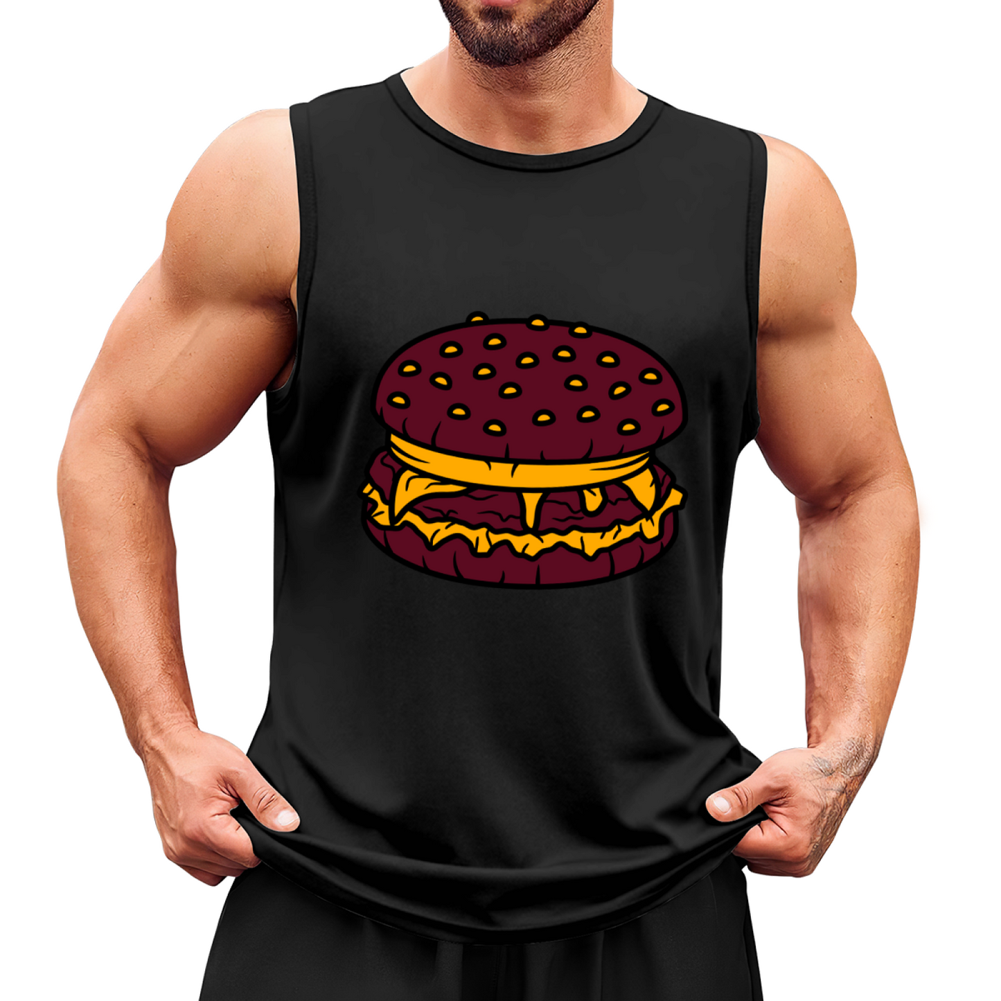 Retro Cartoon Cheeseburger Foodie Men¡¯s Gym Tank Top